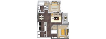 a floor plan of a house with a bedroom and a living room