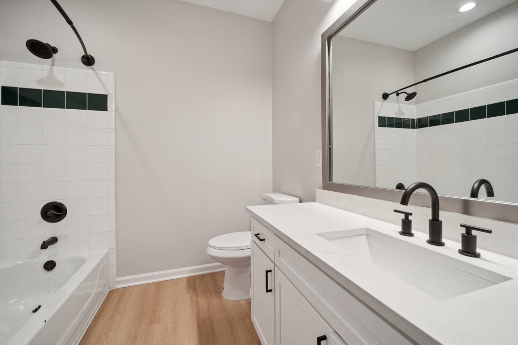 a bathroom with a sink and a shower and a toilet