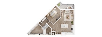 a floor plan of a home with a bedroom and a living room
