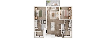 a floor plan of a house with a bedroom and a living room