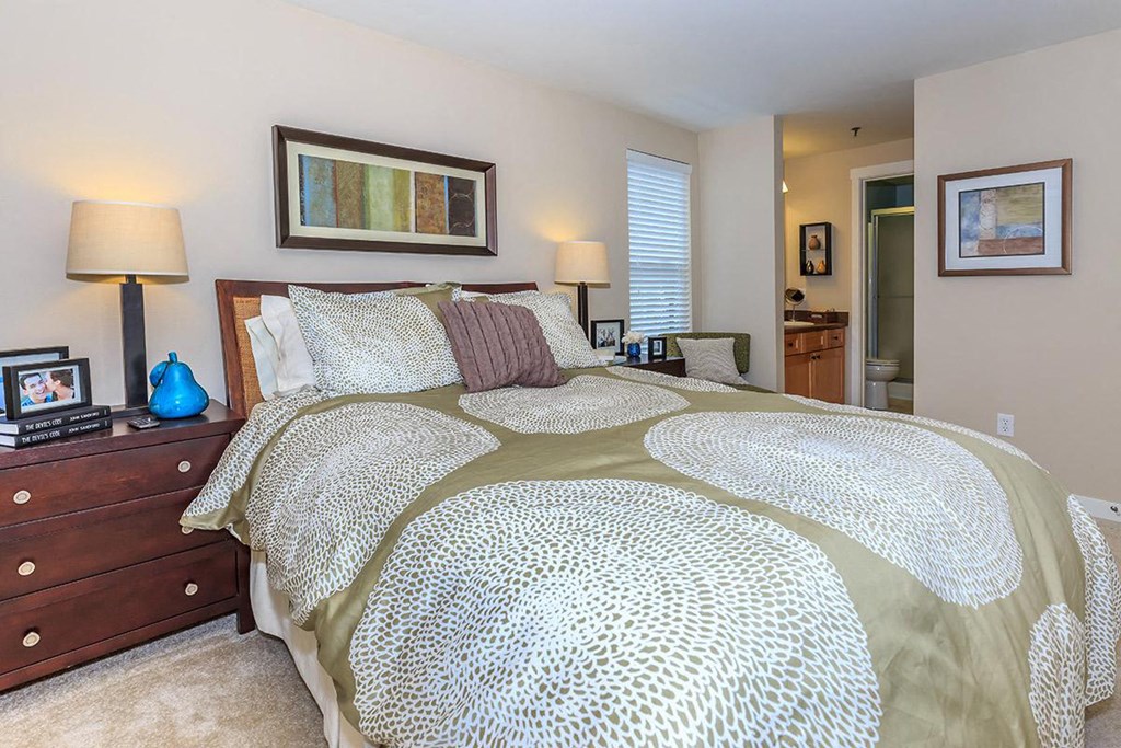 a bedroom with a bed and a dresser