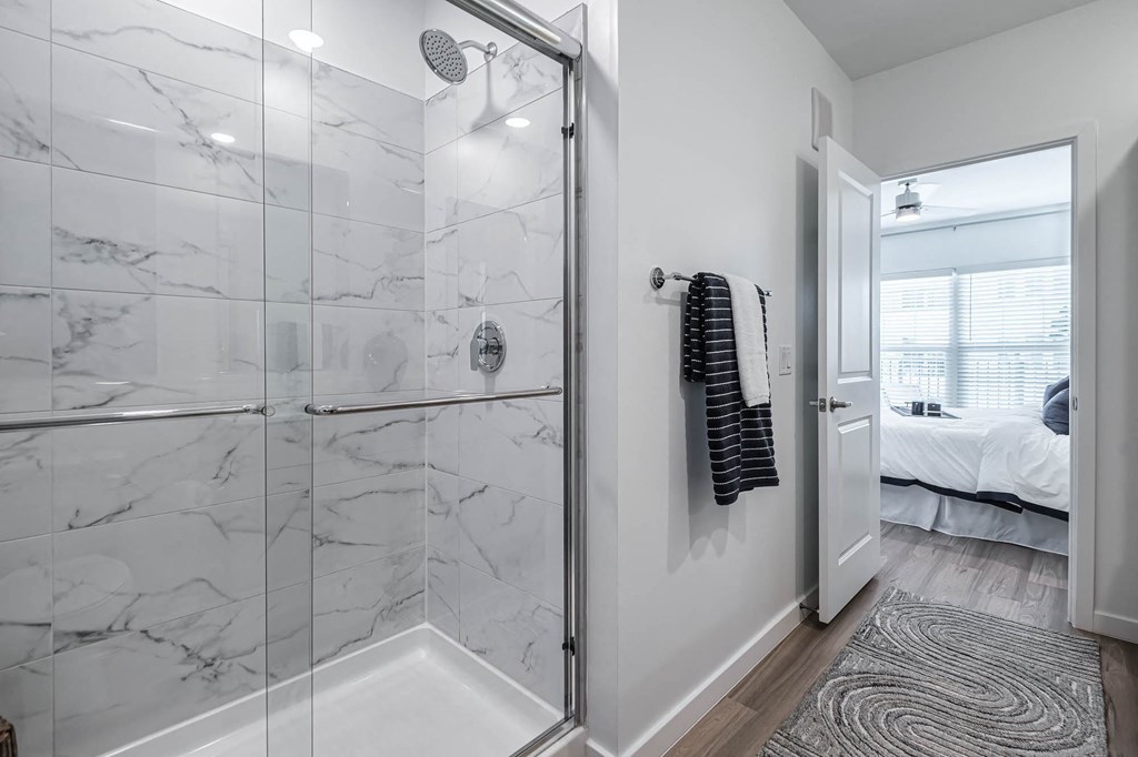 a bathroom with a shower