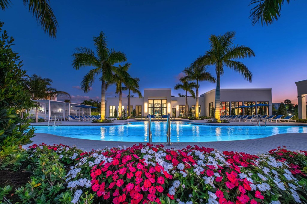 Pool View In Night at Altis Blue Lake, Florida, 33467