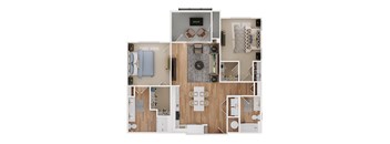 the bungalow floor plan with bedroom and living room