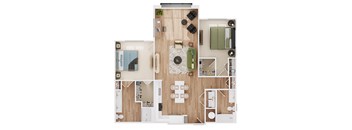 a floor plan of a home with a bedroom and a living room