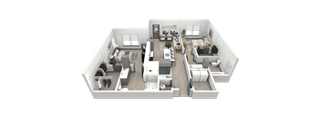 3d floor plan of a house with bedrooms and a living room