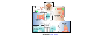 a floor plan of a house with bedrooms and a baths