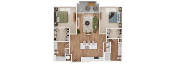 a 1 bedroom floor plan with a bathroom and a living room