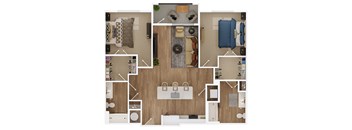 a floor plan of a living room with a bedroom and a dining room