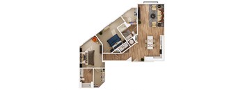 a floor plan of a house with a bedroom and a living room