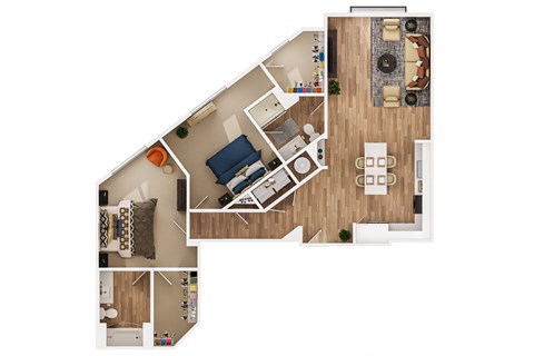 a floor plan of a house with a bedroom and a living room