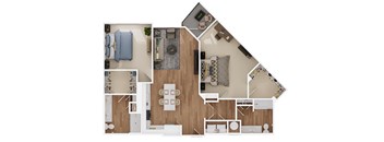 a 1 bedroom floor plan with a bathroom and a living room