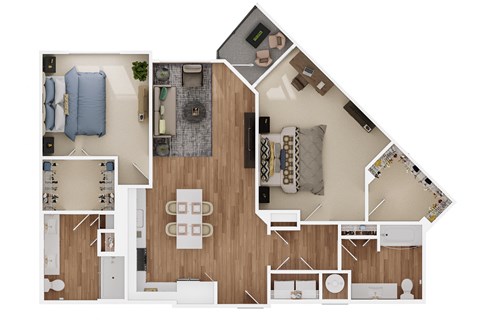 a 1 bedroom floor plan with a bathroom and a living room