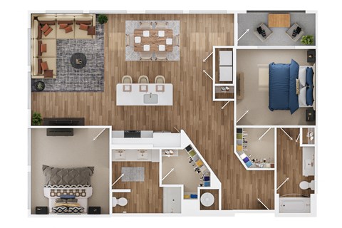 the floor plan of a living room with a dining room and a bedroom