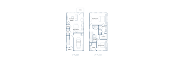 A blueprint shows the layout of the first and second floors of a house.