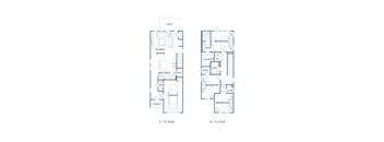A floor plan of a two-story house with labeled rooms.