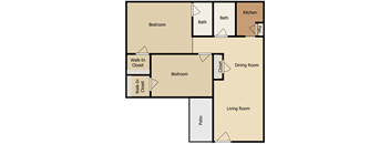 a floor plan of a living room with a kitchen and a dining room