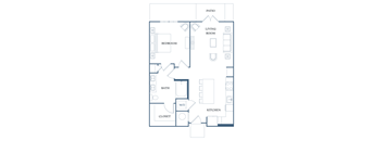 a floor plan of a 1 bedroom floor plan