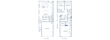 a blueprint of two floor plans of a house