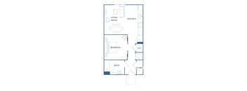 a floor plan of a studio apartment with a bedroom