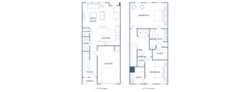 a floor plan of two different floors of a house