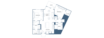 a floor plan of a unit with bedrooms and baths