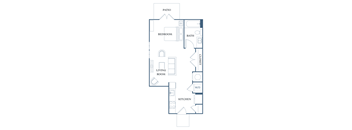 a floor plan of a home with a bedroom and a living room