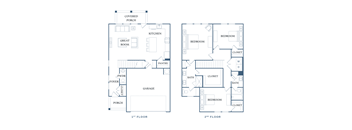 a floor plan of two different floors of a house