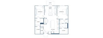 a floor plan of a bedroom apartment with an open floor plan