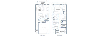 a floor plan of two different floors of a house