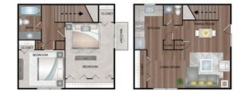 Two Bedroom, One and Half Bath Townhome