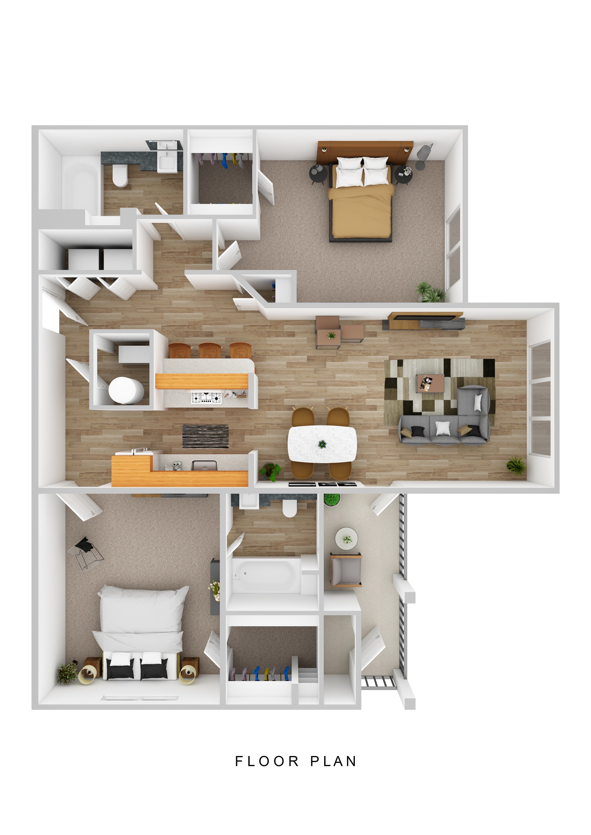 A floor plan of a house with a living room, kitchen, and bathroom.