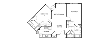 a floor plan of a house with bedrooms and a living room