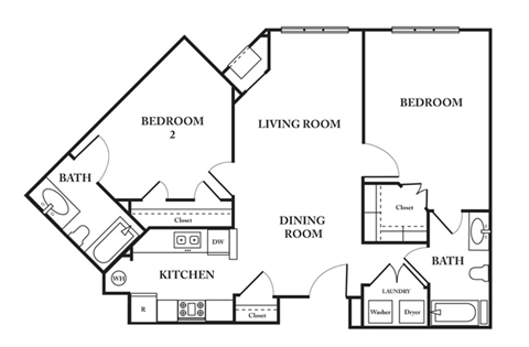 a floor plan of a house with bedrooms and a living room