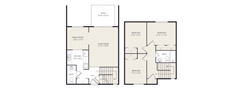 3 bedroom 1.5 bathroom Floor plan  at Forest Glen, Midland, 48642
