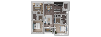 A detailed floor plan of a house showing all rooms and their furnishings.