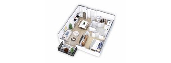 a floor plan of a house with a bedroom and a living room