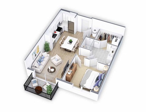 a floor plan of a house with a bedroom and a living room