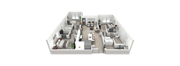 3d floor plan of a bedroom apartment