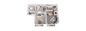 a floor plan of a 3 bedroom apartment