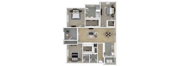 a 3d drawing of a floor plan of a house