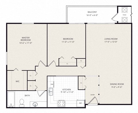 a floor plan of a 1 bedroom apartment