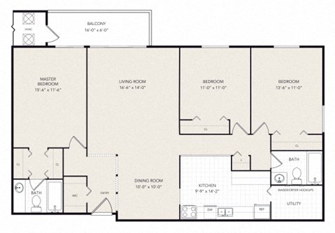 a floor plan of a 1 bedroom apartment