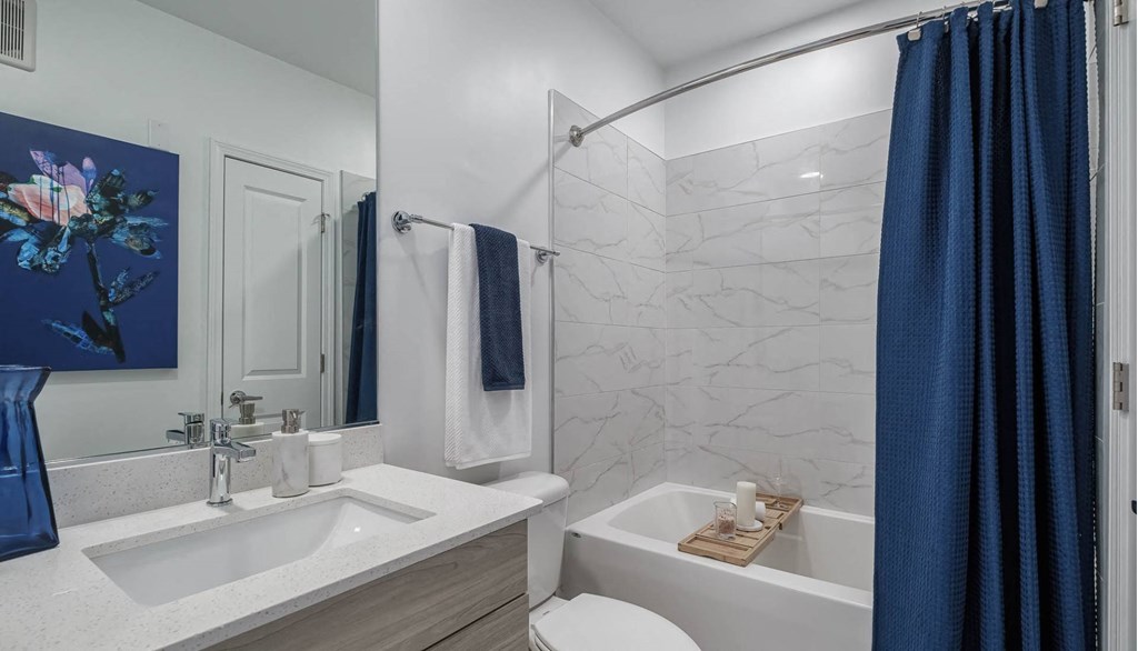 a bathroom with a sink and a toilet and a tub