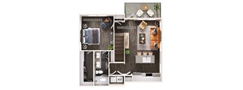 a 1 bedroom floor plan with a bathroom and a living room
