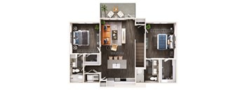 a 1 bedroom floor plan with a bathroom and a living room