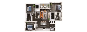 a 3d floor plan of a house with a bedroom and a bathroom