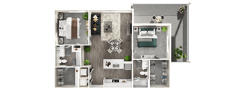 a 1 bedroom floor plan of a house with a bathroom and a living room