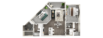 a floor plan of a house with a bedroom and a living room