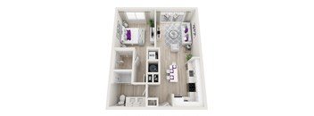 a floor plan of a 1 bedroom apartment at the crossings at white marsh apartments in white marsh  at Altis Little Havana, Miami, Florida